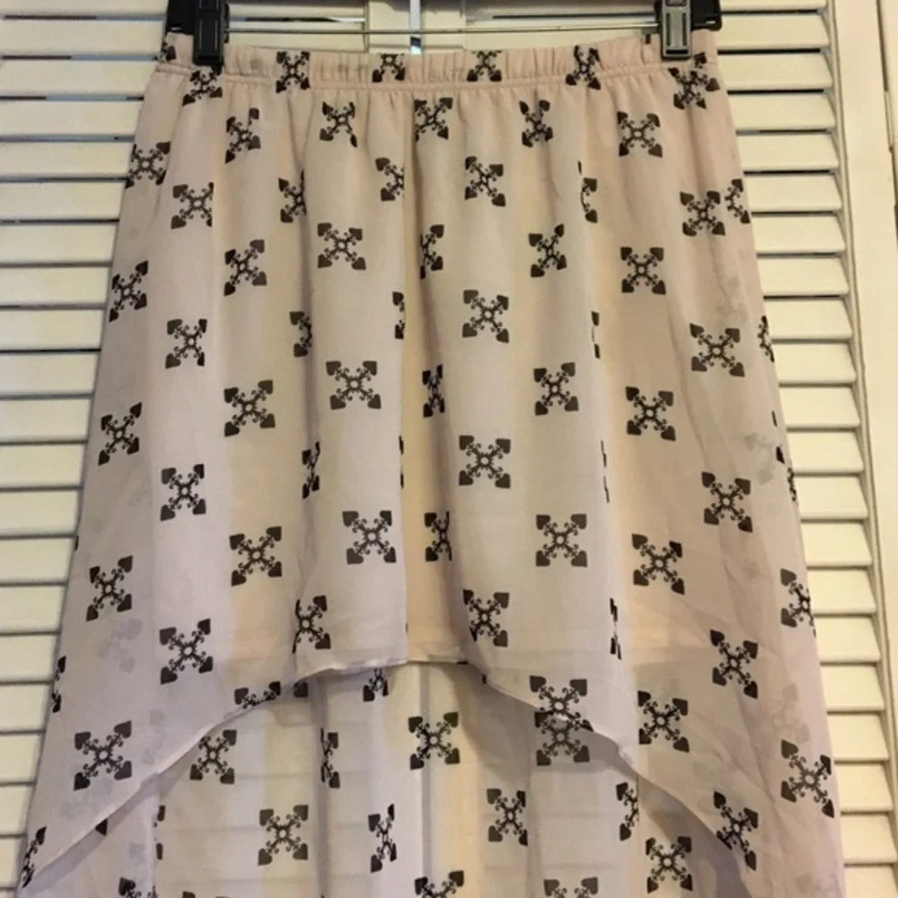 SALE!!! cream/black hi-low skirt elastic waist 6 - Picture 3 of 7